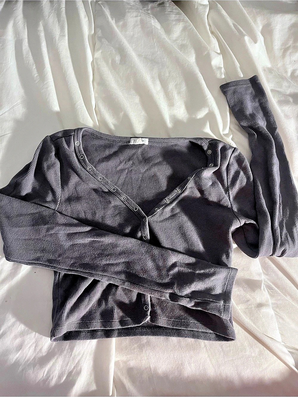 Garage Snap-Button Cardigan Black Striped Long Sleeve